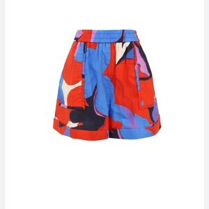 NWT FRNCH Paris Marylou moving flowers multicolor cotton short size XS